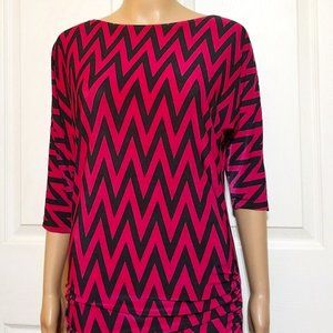 Flirty Pink, Black & Pink Pullover Blouse/top Size Medium (SFL)